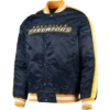 Nashville Predators Starter O-Line Full-Snap Satin Varsity Navy Jacket