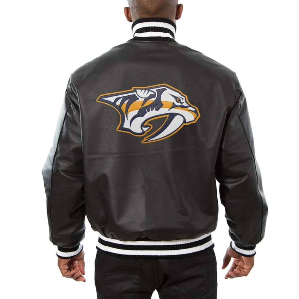 Nashville Predators Full Leather Black Varsity Jacket - Image 2