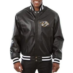 Nashville Predators Full Leather Black Varsity Jacket