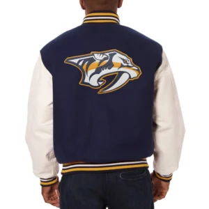 Alternative view of Nashville Predators Two Tone Wool & Leather Varsity Jacket