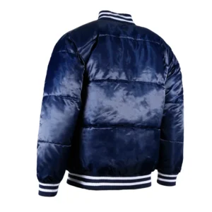 Alternative view of Navy Winnipeg Jets Bronx Satin Full-Snap Puffer varsity Jacket