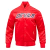 New Jersey Devils Classic Red Full-Snap Satin Varsity Jacket