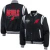 New Jersey Devils Women's Full Zip Satin Bomber Jacket - Image 3