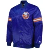 New York Islanders Pick and Roll Royal Blue Satin Varsity Jacket