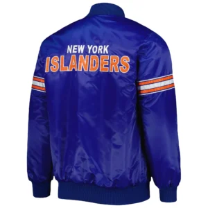 Alternative view of New York Islanders Pick and Roll Royal Blue Satin Varsity Jacket