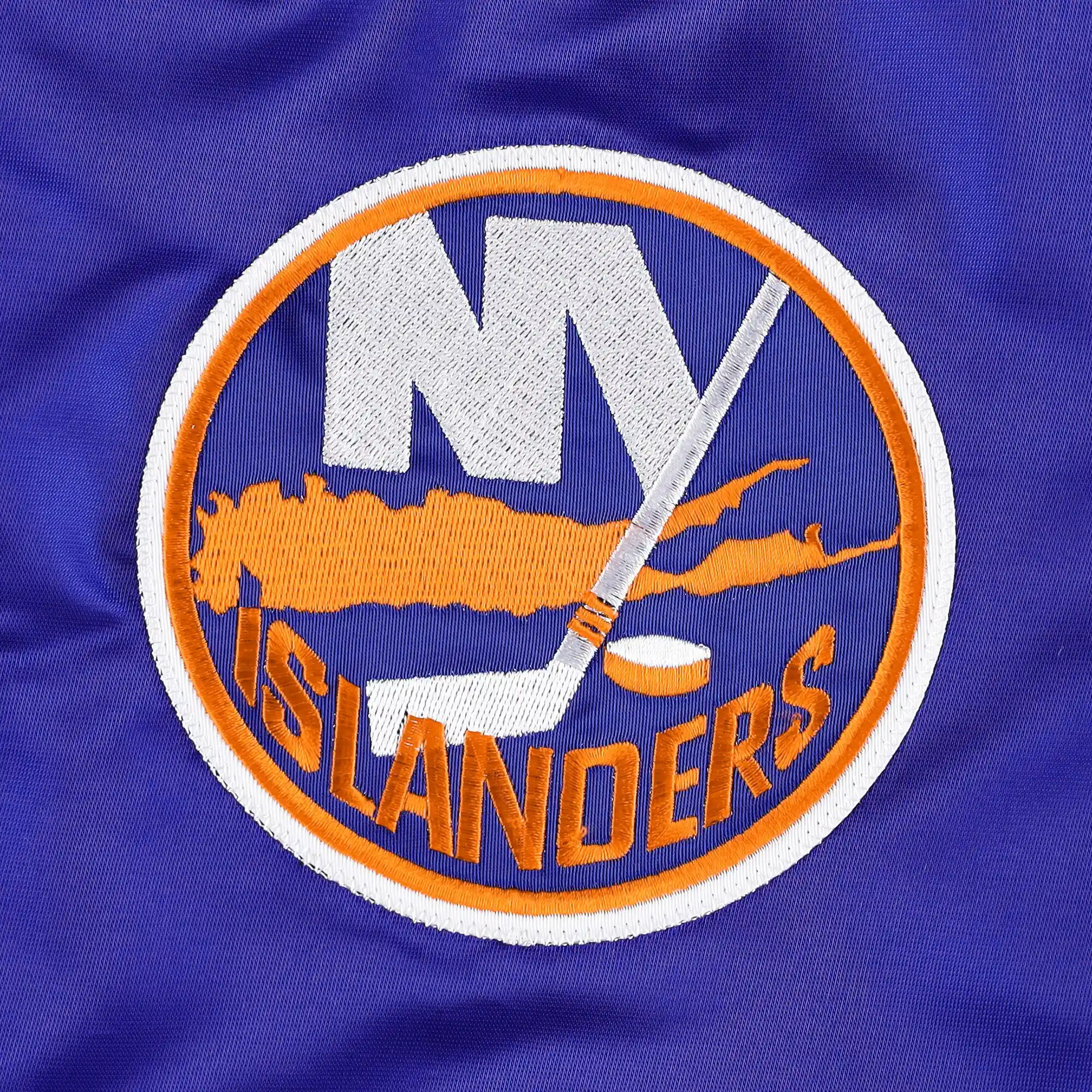 New York Islanders Pick and Roll Royal Blue Satin Varsity Jacket - Image 4