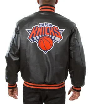 Alternative view of New York Knicks Full Leather Black Varsity Jacket