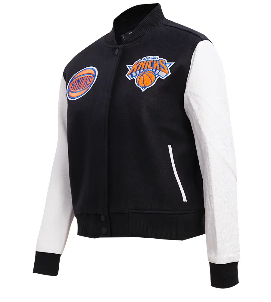 New York Knicks Women's Classic Wool & Leather Varsity Jacket - Image 3