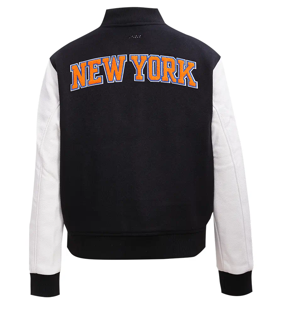 New York Knicks Women's Classic Wool & Leather Varsity Jacket - Image 2