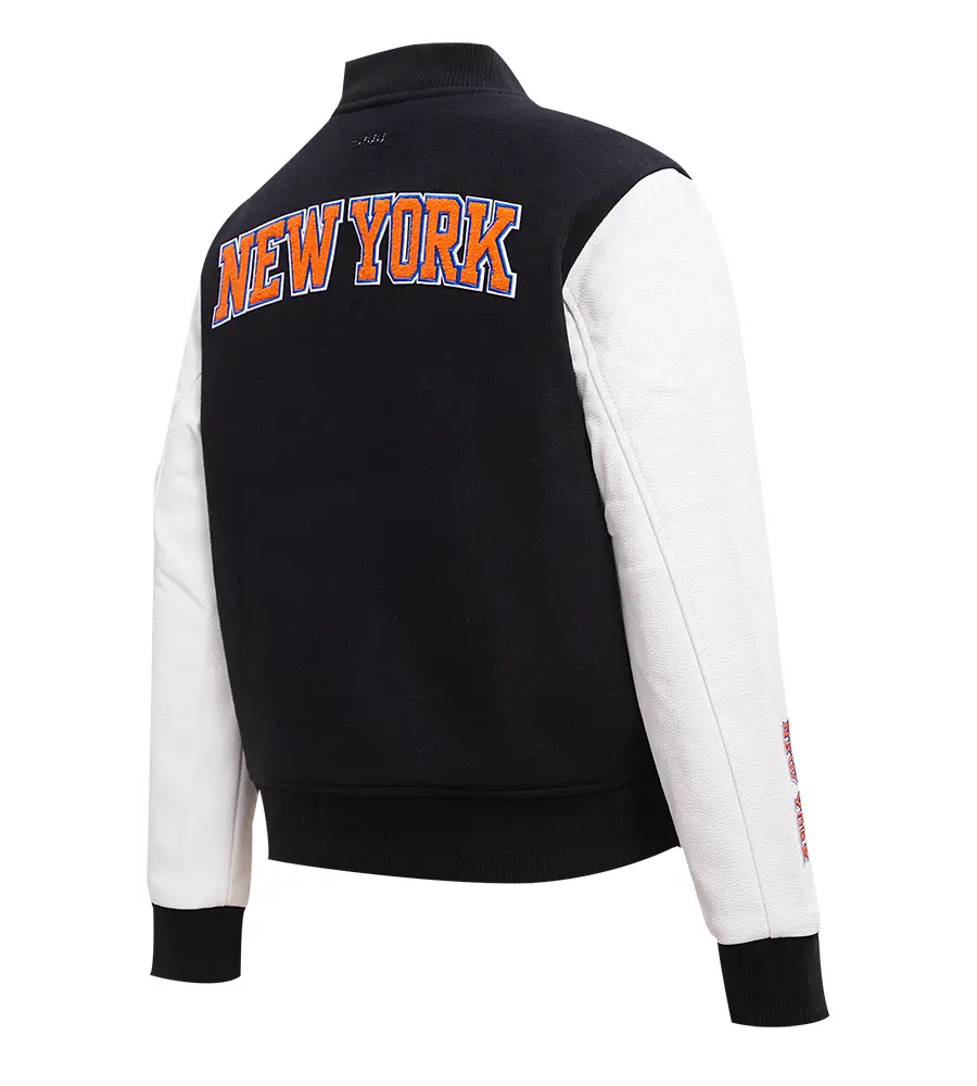 New York Knicks Women's Classic Wool & Leather Varsity Jacket - Image 4