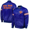 New York Knicks The Power Forward Satin Varsity Blue Jacket - Image 3
