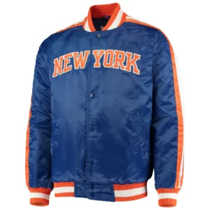 New York Knicks The Offensive Varsity Satin Blue Jacket