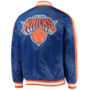 Alternative view of New York Knicks The Offensive Varsity Satin Blue Jacket