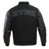 New York Knicks Triple Black Wool & Leather Black Varsity Jacket - Image 2