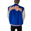 New York Knicks Old English Wool & Leather Varsity Jacket - Image 4