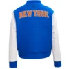 Women's Classic New York Knicks Logo Blue & White Varsity Jacket - Image 2