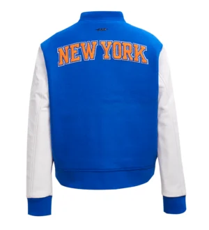 Alternative view of Women's Classic New York Knicks Logo Blue & White Varsity Jacket