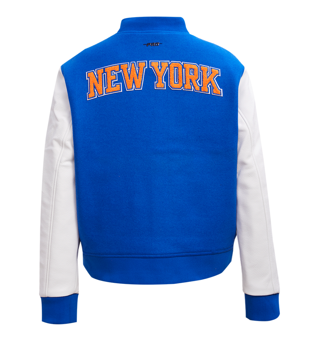 Women's Classic New York Knicks Logo Blue & White Varsity Jacket - Image 2