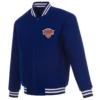 New York Knicks Full Wool One Color Varsity Blue Jacket