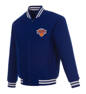 New York Knicks Full Wool One Color Varsity Blue Jacket