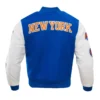 New York Knicks Classic Blue & White Wool & leather Varsity Jacket - Image 2