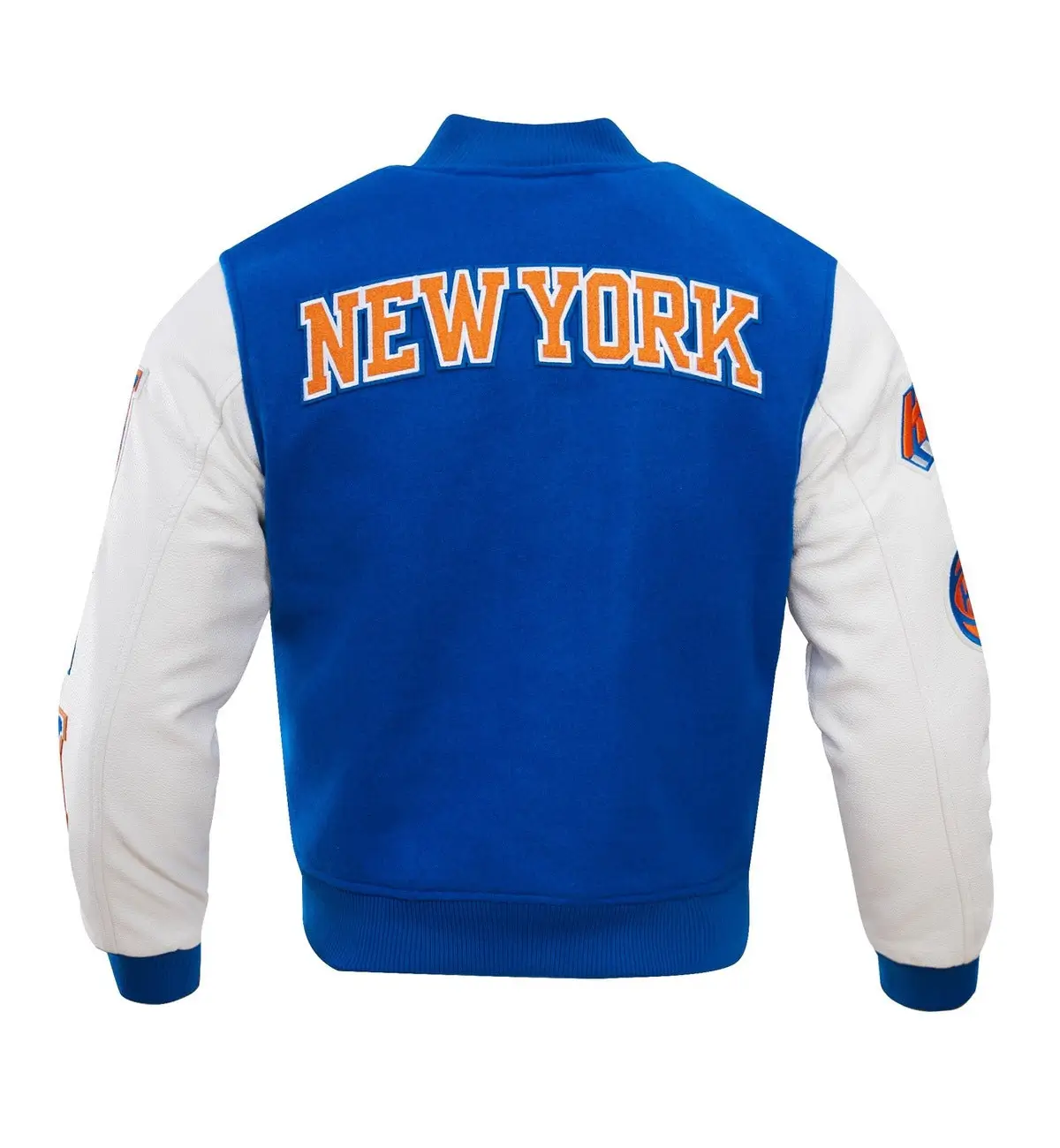 New York Knicks Classic Blue & White Wool & leather Varsity Jacket - Image 2