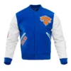 New York Knicks Classic Blue & White Wool & leather Varsity Jacket