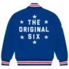 New York Rangers OVO Blue Full-Snap Varsity Jacket - Image 2