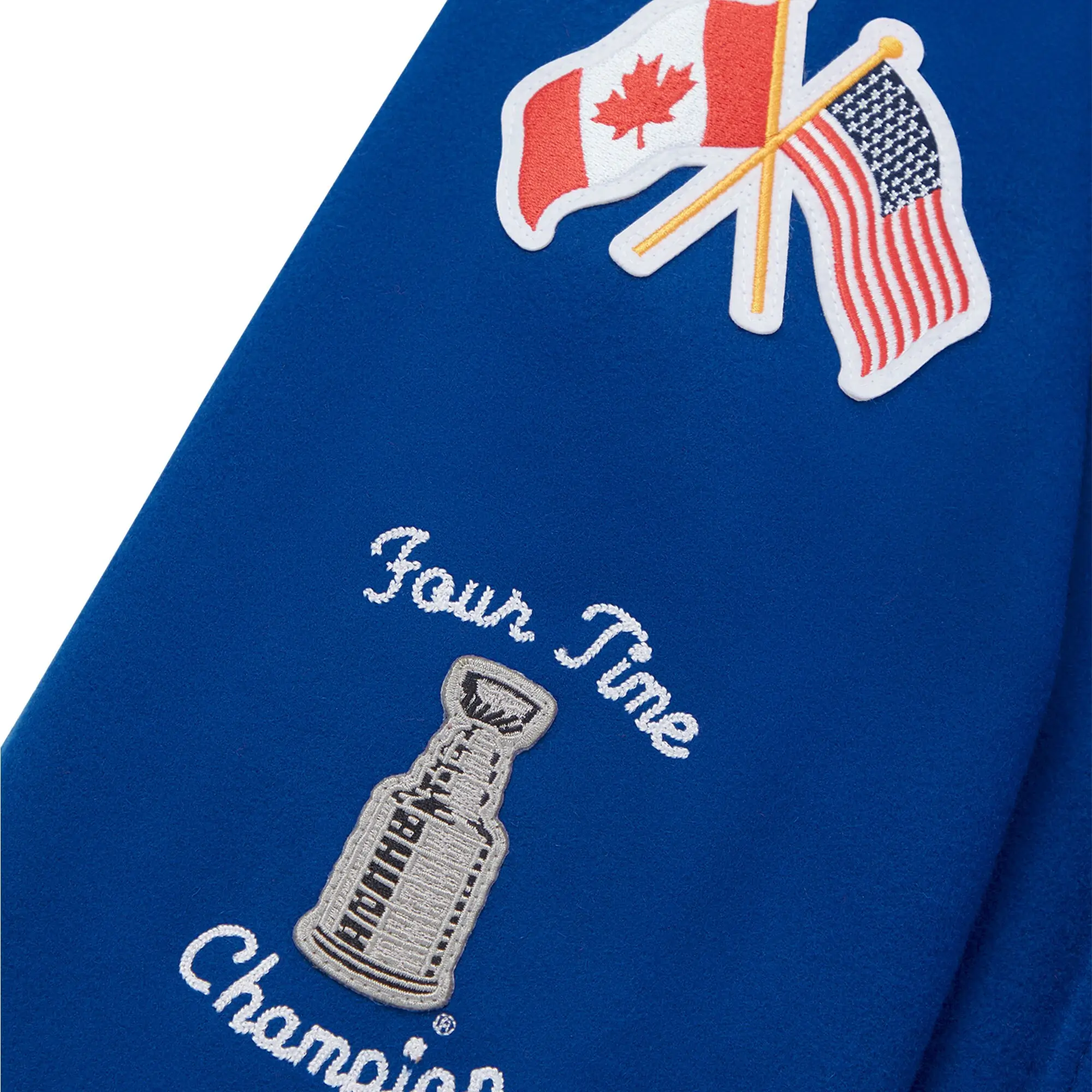 New York Rangers OVO Blue Full-Snap Varsity Jacket - Image 4