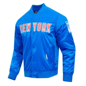 New York Rangers Classic Full-Snap Satin Varsity Jacket