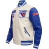 New York Rangers Retro Classic Wool & Leather Varsity Jacket - Image 3