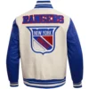 New York Rangers Retro Classic Wool & Leather Varsity Jacket - Image 2