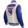 New York Rangers Retro Classic Wool & Leather Varsity Jacket - Image 4
