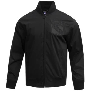 New York Rangers Neutral Full-Zip Black Varsity Jacket