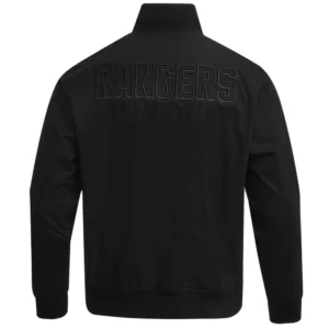 Alternative view of New York Rangers Neutral Full-Zip Black Varsity Jacket