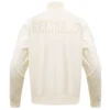 New York Rangers Neutral Full-Zip Satin Varsity Jacket - Image 2