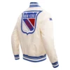 New York Rangers Retro Classic Cream Satin Varsity Jacket - Image 4
