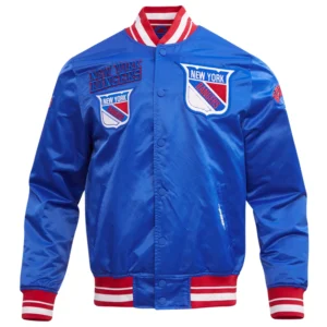 New York Rangers Classic Full-Snap Satin Varsity Jacket