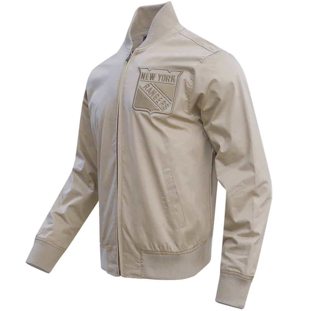 New York Rangers Neutral Satin Varsity Jacket - Image 3