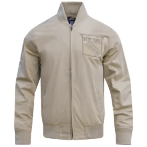 New York Rangers Neutral Satin Varsity Jacket
