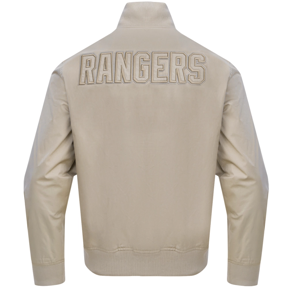 New York Rangers Neutral Satin Varsity Jacket - Image 2