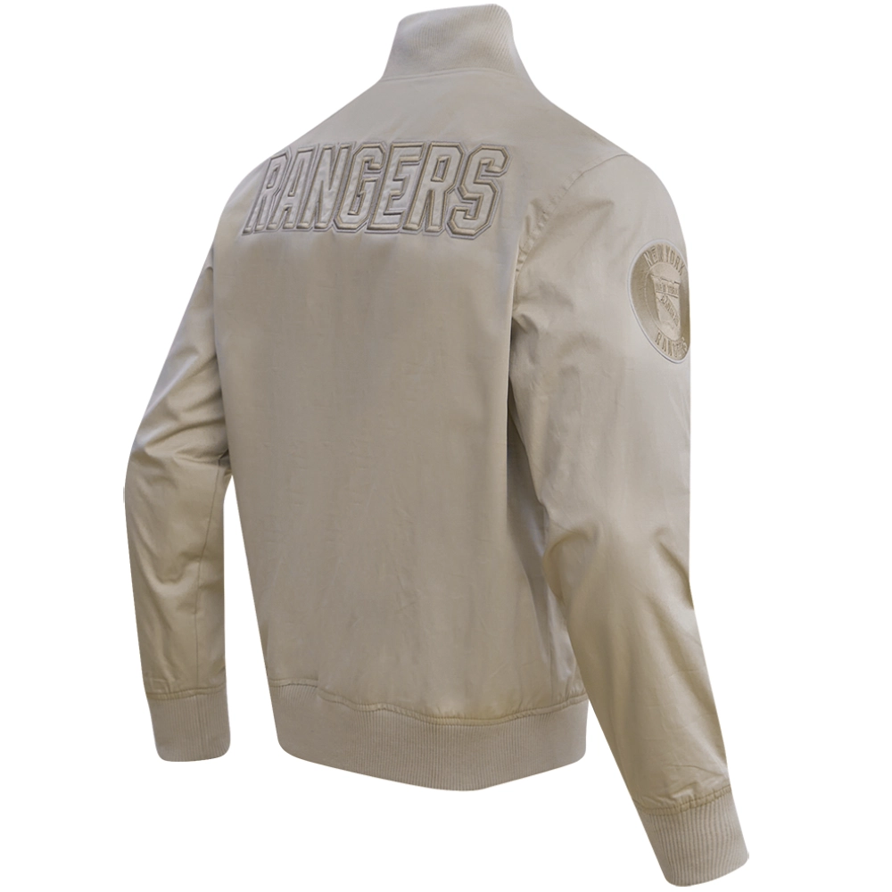 New York Rangers Neutral Satin Varsity Jacket - Image 4