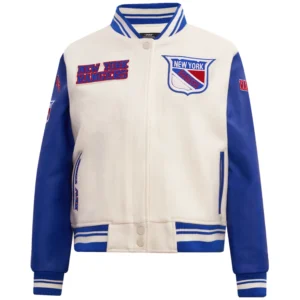 New York Rangers Women's Retro Classic Wool & Leather Varsity Jacket