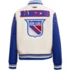 New York Rangers Women's Retro Classic Wool & Leather Varsity Jacket - Image 2