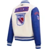 New York Rangers Women's Retro Classic Wool & Leather Varsity Jacket - Image 4