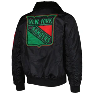 Alternative view of New York Rangers History Month Black Satin Varsity Jacket
