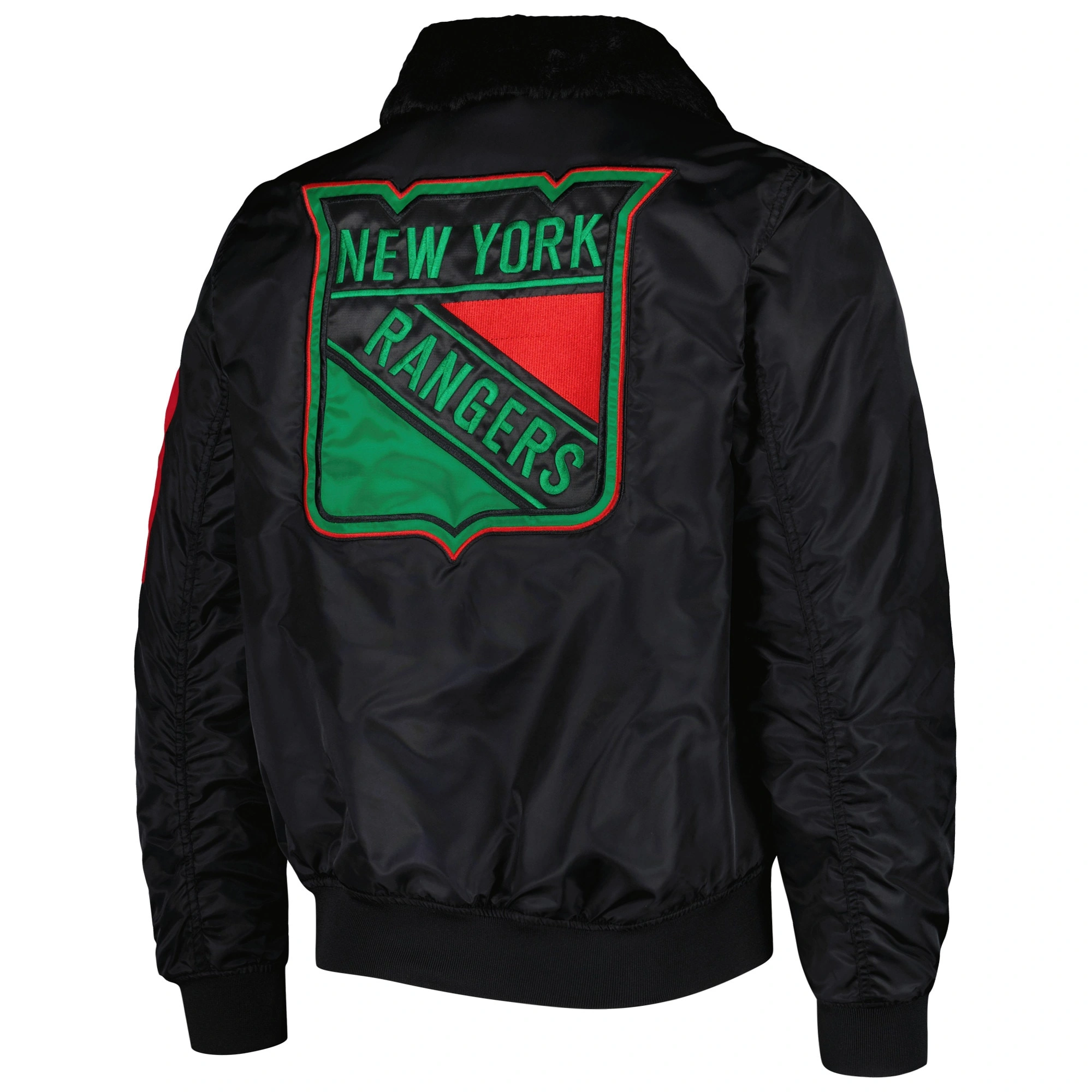 New York Rangers History Month Black Satin Varsity Jacket - Image 2