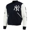 New York Yankees Classic Pro Standard Logo Full-Zip Black & White Varsity Jacket