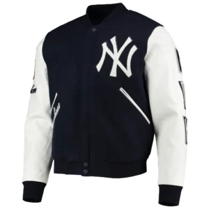 New York Yankees Classic Pro Standard Logo Full-Zip Black & White Varsity Jacket