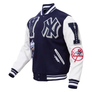 New York Yankees Pro Standard MashUp Logo Navy & White Varsity Jacket